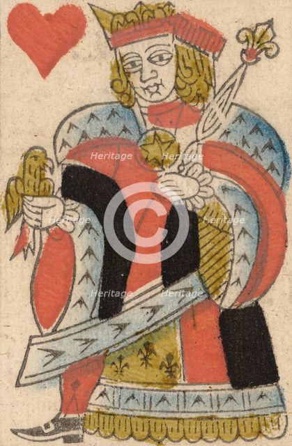 King of Hearts, from a Set of Piquet Cards, late 18th-19th century. Creator: Claude Fayolle.
