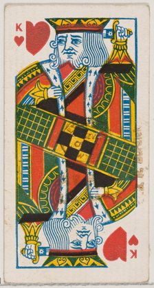King of Hearts (red), from the Playing Cards series (N84) for Duke brand cigarettes, 1888., 1888. Creator: Unknown