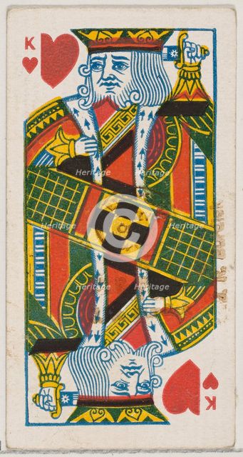 King of Hearts (red), from the Playing Cards series (N84) for Duke brand cigarettes, 1888., 1888. Creator: Unknown.