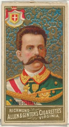 King of Italy, from World's Sovereigns series (N34) for Allen & Ginter Cigarettes, 1889., 1889. Creator: Allen & Ginter