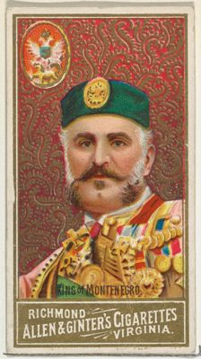King of Montenegro, from World's Sovereigns series (N34) for Allen & Ginter Cigarettes, 1889., 1889. Creator: Allen & Ginter
