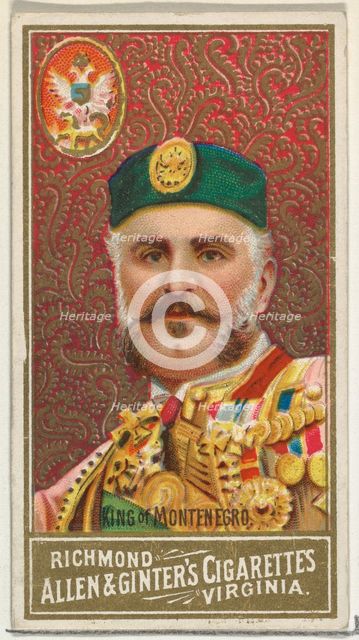 King of Montenegro, from World's Sovereigns series (N34) for Allen & Ginter Cigarettes, 1889., 1889. Creator: Allen & Ginter.