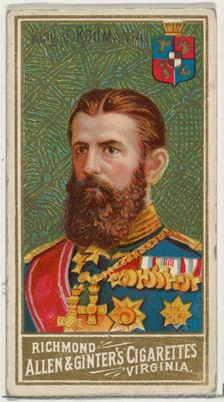 King of Romania, from World's Sovereigns series (N34) for Allen & Ginter Cigarettes, 1889., 1889. Creator: Allen & Ginter