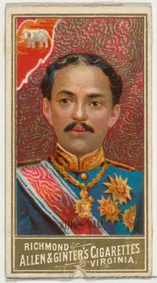 King of Siam, from World's Sovereigns series (N34) for Allen & Ginter Cigarettes, 1889., 1889. Creator: Allen & Ginter