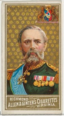 King of Sweden, from World's Sovereigns series (N34) for Allen & Ginter Cigarettes, 1889., 1889. Creator: Allen & Ginter