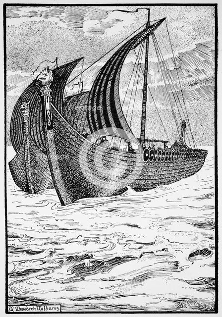 King Olaf's 'Long Serpent', 10th century (1913). Creator: Morris Meredith Williams.