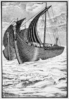 King Olaf's Long Serpent 10th century (1913). Creator: Morris Meredith Williams