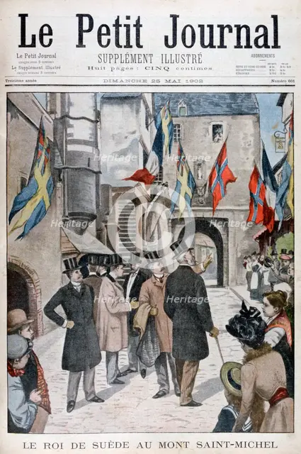 King Oscar II of Sweden visiting Mont Saint-Michel, Normandy, France, 1902. Artist: Unknown