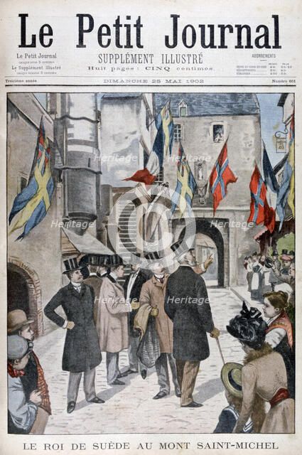 King Oscar II of Sweden visiting Mont Saint-Michel, Normandy, France, 1902. Artist: Unknown