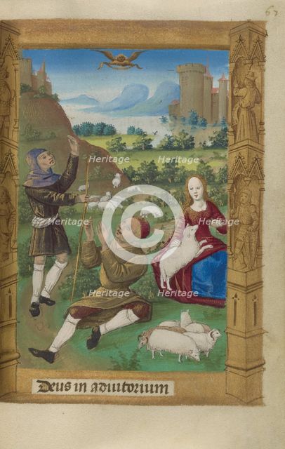King Ozias Ordering the Rebuilding of the Walls of Jerusalem; Miroir Historial, about 1475. Creator: Unknown.
