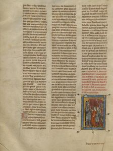 King Pelias Meeting the Giant, Who Holds Sadoch and Celynde Prisoner, about 1320-1340. Creator: Unknown