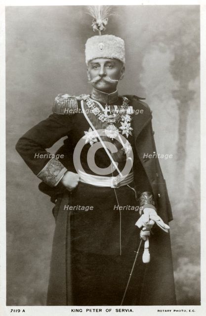 King Peter I of Serbia, c1903-c1918(?). Artist: Unknown