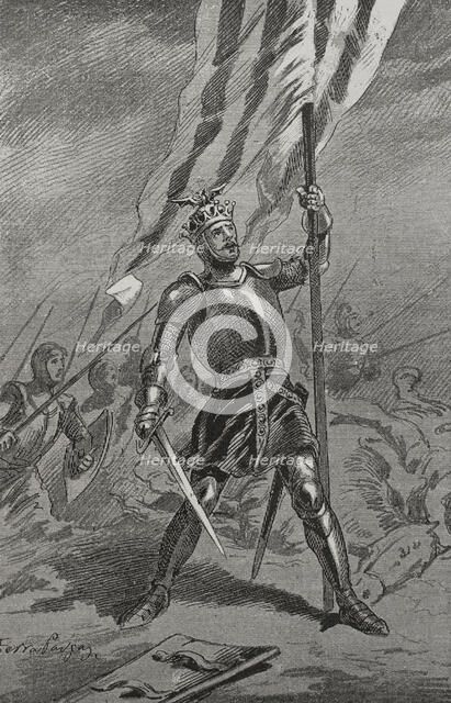 King Peter IV of Aragon, (1319-1387) at the Battle of Mislata (9 December 1348), 1890. Creator: Joan Serra y Pausas.