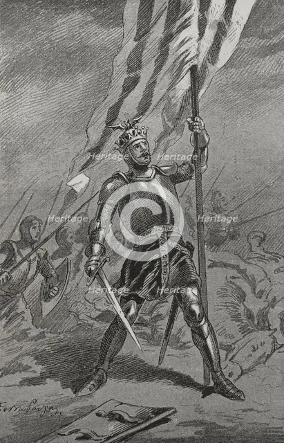 King Peter IV of Aragon, (1319-1387) at the Battle of Mislata (9 December 1348), 1890. Creator: Joan Serra y Pausas.