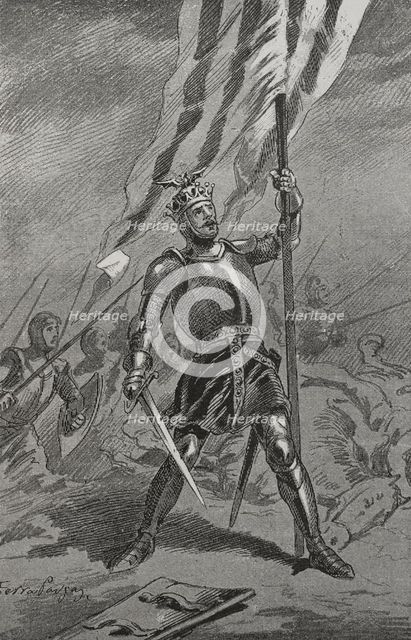 King Peter IV of Aragon, (1319-1387) at the Battle of Mislata (9 December 1348), 1890. Creator: Joan Serra y Pausas.