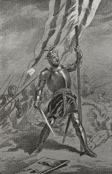 King Peter IV of Aragon, (1319-1387) at the Battle of Mislata (9 December 1348), 1890. Creator: Joan Serra y Pausas