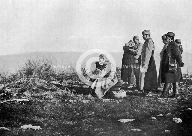 King Peter of Serbia at the front, First World War, 1914, (1920). Artist: Unknown