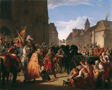 King Premysl Ottokar's son Wenceslaus asks Rudolf of Hapsburg for the body of his father, 1826. Creator: Petter, Anton (1781-1858)