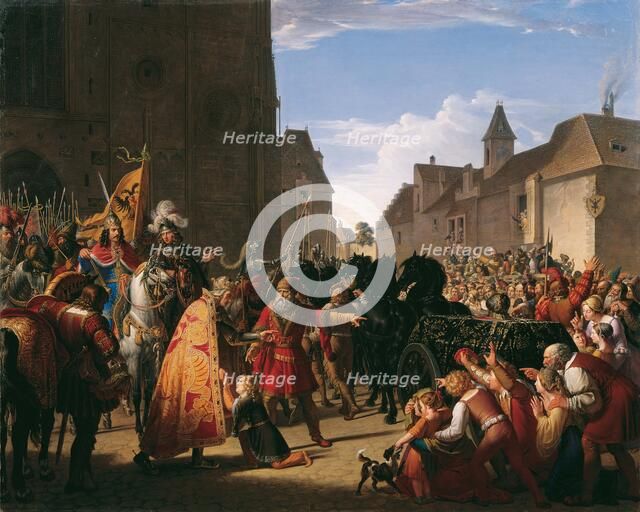 King Premysl Ottokar's son Wenceslaus asks Rudolf of Hapsburg for the body of his father, 1826. Creator: Petter, Anton (1781-1858).