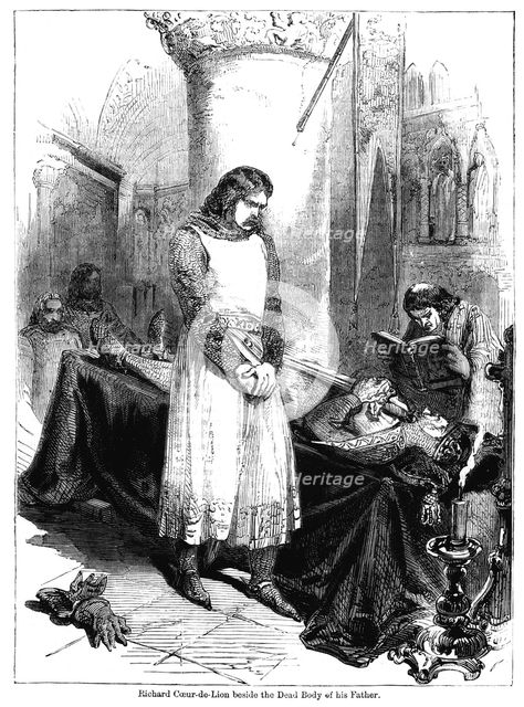 King Richard I beside the dead body of his father, King Henry II, 1189. Artist: Unknown