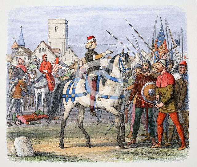King Richard II meets the rebels at Smithfield, Peasants' Revolt, 1381 (1864).  Creator: James William Edmund Doyle.