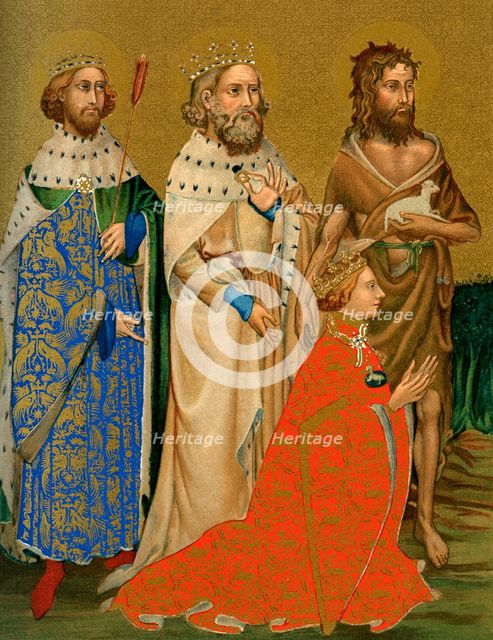 King Richard II of England and his patron saints, 14th century (1893). Artist: Unknown