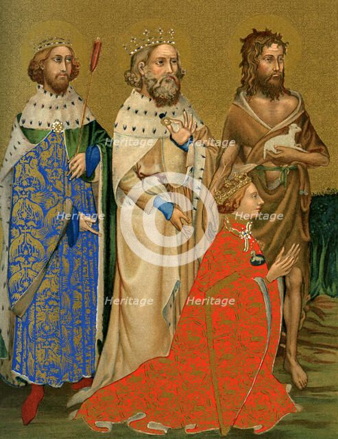 King Richard II of England and his patron saints, 14th century (1893). Artist: Unknown