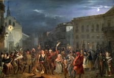 King's Night in the Puerta del Sol Oil by José Castelaro y Perea
