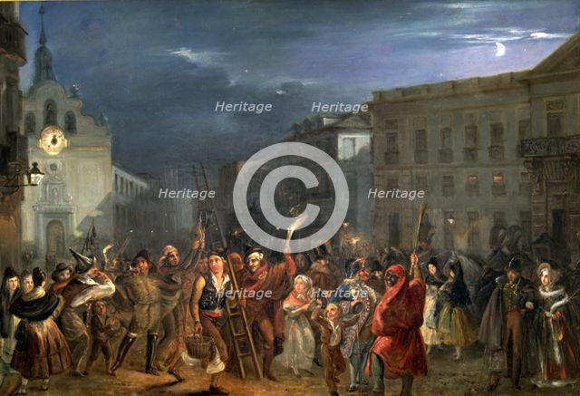  'King's Night in the Puerta del Sol', Oil by José Castelaro y Perea.