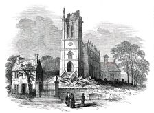 King's Norton Church, Leicestershire, Struck by Lightning, 1850. Creator: Unknown
