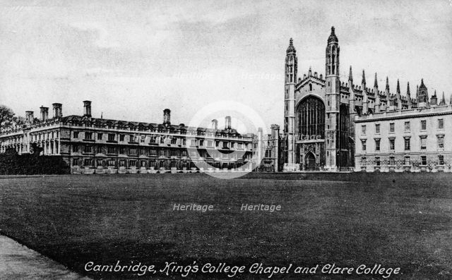 King's College Chapel and Clare College, Cambridge, Cambridgeshire, late 19th century.Artist: Francis Frith & Co