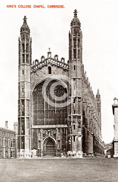 King's College Chapel, Cambridge, 1908. Artist: Unknown