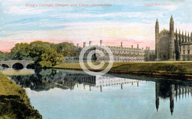King's College, King's College Chapel and Clare College, Cambridge, early 20th century. Artist: Unknown