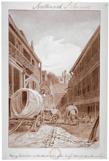 King's Head Inn on the East Side of the High Street, Southwark London, 1827. Artist: John Chessell Buckler