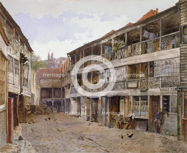 King's Head Inn and King's Head Inn Yard, Borough High Street, Southwark, London, 1879. Artist: John Crowther