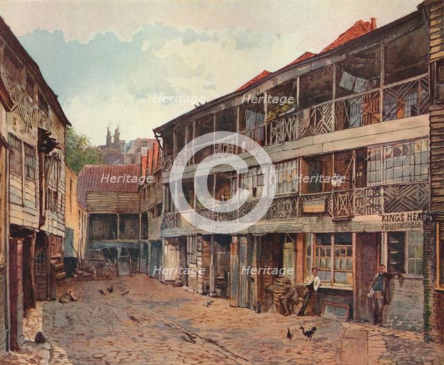 King's Head Inn and King's Head Inn Yard, Borough High Street, Southwark, London, 1879. Artist: John Crowther.