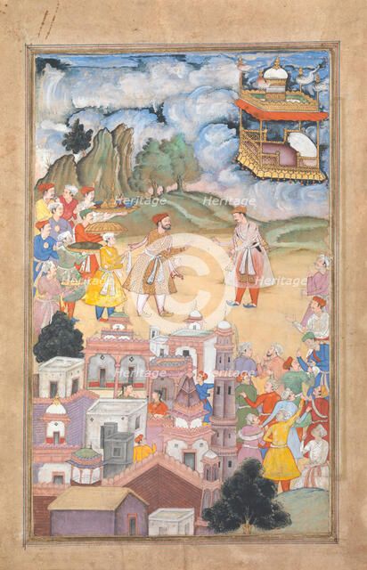 King Sal Visits Kala Yavana, Folio from a Harivamsa (Legend of Hari (Krishna)), ca. 1590-95. Creator: Unknown.