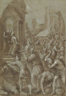 King Solomon Beholds the Ark of the Covenant Being Brought to the Temple, 1604. Creator: Andrea Michieli