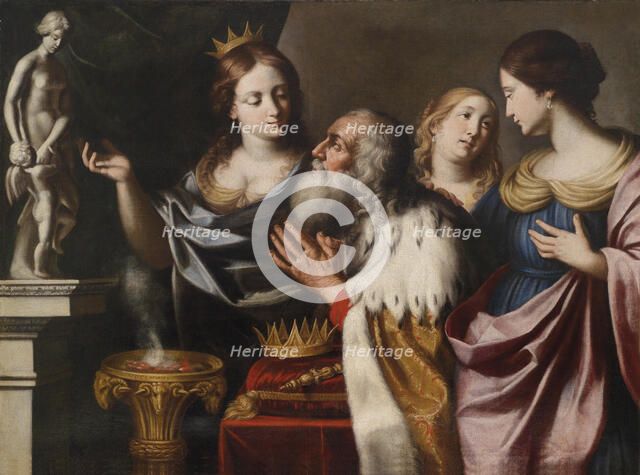 King Solomon's wives lead him into idolatry. Artist: Venanzi di Pesaro, Giovanni (1627-1705)