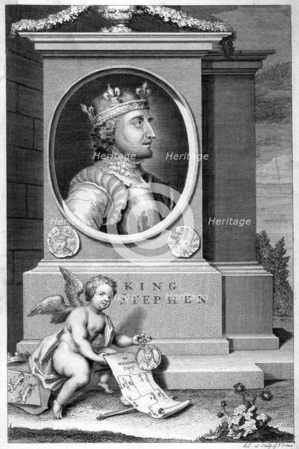 King Stephen (1096-1154), 18th century.Artist: George Vertue