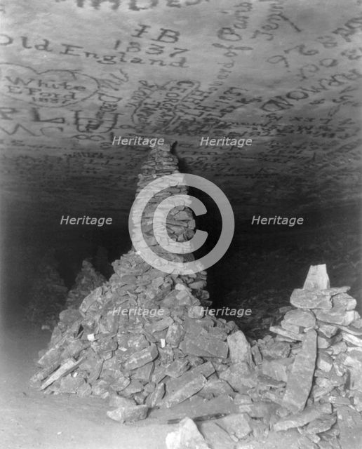 "Kinhicky's Cairn" (stalagmite), Mammoth Cave, Edmondson County, Kentucky, c1891. Creator: Frances Benjamin Johnston.