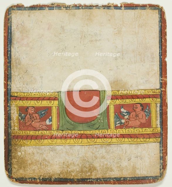 Kinnara Throne, from a Set of Initiation Cards (Tsakali), 14th/15th century. Creator: Unknown.