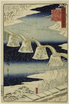 Kintai Bridge at Iwakuni, Suo (Boshu) Province from the series One Hundred Famous..., 1859. Creator: Utagawa Hiroshige II