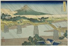 Kintai Bridge in Suo Province (Suo no kuni Kintaibashi), from the series "Unusual..., c. 1833/34. Creator: Hokusai