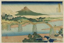 Kintai Bridge in Suo Province (Suo no kuni Kintaibashi), from the series "Unusual..., c. 1833/34. Creator: Hokusai