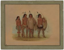 Kiowa Chief, His Wife, and Two Warriors, 1861/1869. Creator: George Catlin