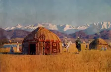 Kirghiz yourta by the River Chu 1869-1870, (1965). Creator: Vasily Vereshchagin