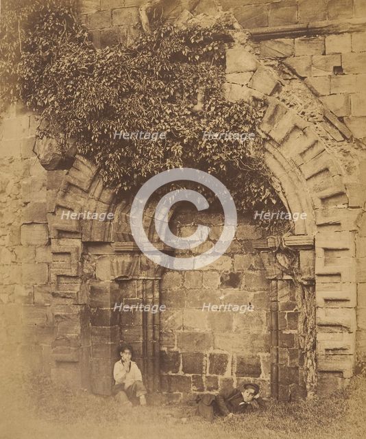 Kirkstall Abbey. Doorway on the North Side, 1850s. Creator: Joseph Cundall.