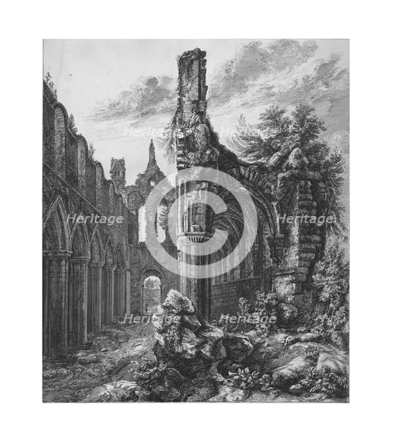 Kirkstall Abbey, Yorkshire, 1823. Creator: Unknown.
