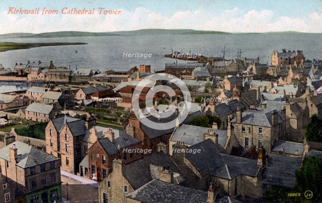 Kirkwall from the Cathedral tower, Orkney, Scotland, 20th century. Artist: Unknown